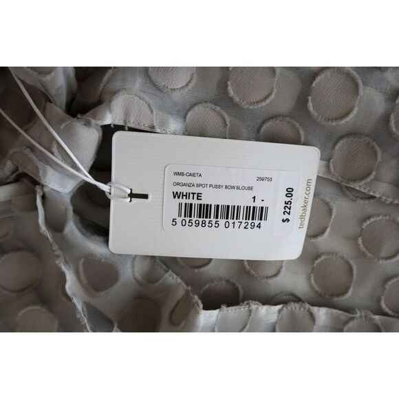 Ted Baker 259753 Women's Sz 1 Gray Caieta Organza Spot Tie Neck Blouse - Picture 6 of 12